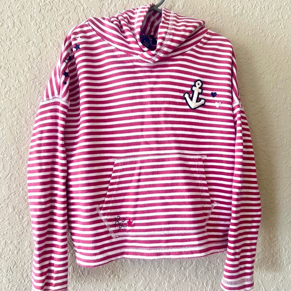 Polo by Ralph Lauren Red and White Striped Nautical Girls Hoodie (size6)